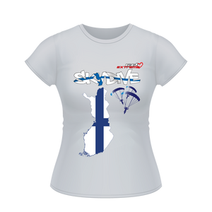 Skydiving T-shirts - Skydive All World - FINLAND - Ladies' Tee -, Shirts, Skydiving Apparel, Skydiving Apparel, Skydiving Apparel, Skydiving Gear, Olympics, T-Shirts, Skydive Chicago, Skydive City, Skydive Perris, Drop Zone Apparel, USPA, united states parachute association, Freefly, BASE, World Record,