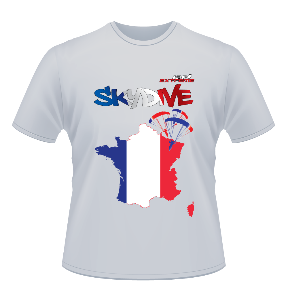 Skydiving T-shirts - Skydive All World - FRANCE - Unisex Tee -, Shirts, Skydiving Apparel, Skydiving Apparel, Skydiving Apparel, Skydiving Gear, Olympics, T-Shirts, Skydive Chicago, Skydive City, Skydive Perris, Drop Zone Apparel, USPA, united states parachute association, Freefly, BASE, World Record,