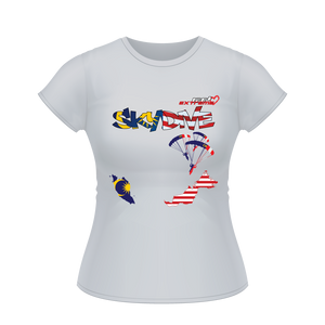 Skydiving T-shirts - Skydive All World - MALAYSIA - Ladies' Tee -, Shirts, Skydiving Apparel, Skydiving Apparel, Skydiving Apparel, Skydiving Gear, Olympics, T-Shirts, Skydive Chicago, Skydive City, Skydive Perris, Drop Zone Apparel, USPA, united states parachute association, Freefly, BASE, World Record,