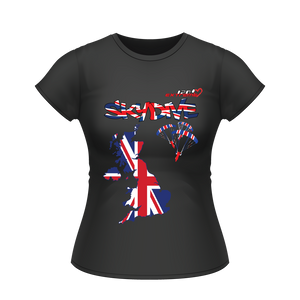 Skydiving T-shirts - Skydive All World - UK - The United Kingdom - Ladies’ Tee, Shirts, Skydiving Apparel, Skydiving Apparel, Skydiving Apparel, Skydiving Gear, Olympics, T-Shirts, Skydive Chicago, Skydive City, Skydive Perris, Drop Zone Apparel, USPA, united states parachute association, Freefly, BASE, World Record,