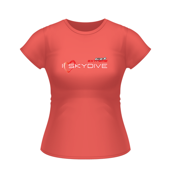 Skydiving T-shirts I ♡ Skydive - First Jump - eXtreme(RED) - Short Sleeve Women's T-shirt, RED, Skydiving Apparel, Skydiving Apparel, Skydiving Apparel, Skydiving Gear, Olympics, T-Shirts, Skydive Chicago, Skydive City, Skydive Perris, Drop Zone Apparel, USPA, united states parachute association, Freefly, BASE, World Record,
