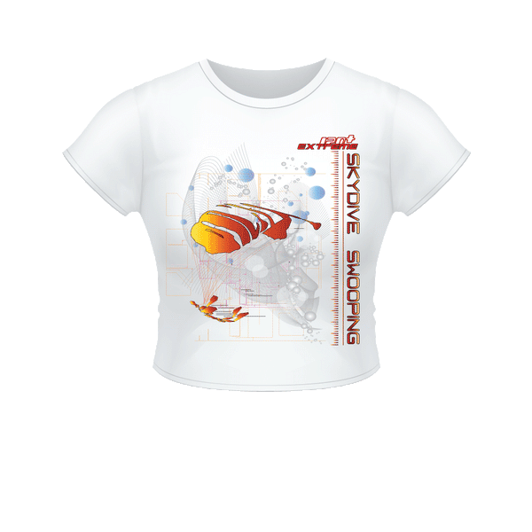 Skydiving T-shirts Women`s Crop Top - Skydive SWOOP -, , Skydiving Apparel, Skydiving Apparel, Skydiving Apparel, Skydiving Gear, Olympics, T-Shirts, Skydive Chicago, Skydive City, Skydive Perris, Drop Zone Apparel, USPA, united states parachute association, Freefly, BASE, World Record,