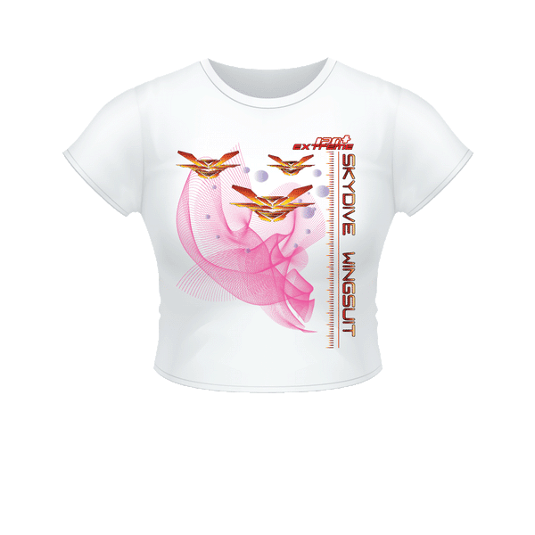 Skydiving T-shirts Women`s Crop Top - Skydive WINGSUIT -, , Skydiving Apparel, Skydiving Apparel, Skydiving Apparel, Skydiving Gear, Olympics, T-Shirts, Skydive Chicago, Skydive City, Skydive Perris, Drop Zone Apparel, USPA, united states parachute association, Freefly, BASE, World Record,