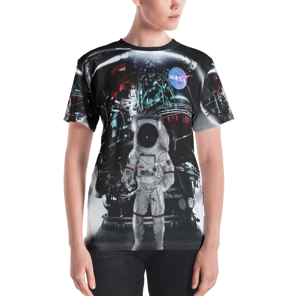 Skydiving T-shirts NASA - Astronaut in Darkness and Meteors - Women's sublimation t-shirt, T-shirt, Skydiving Apparel, Skydiving Apparel, Skydiving Apparel, Skydiving Gear, Olympics, T-Shirts, Skydive Chicago, Skydive City, Skydive Perris, Drop Zone Apparel, USPA, united states parachute association, Freefly, BASE, World Record,