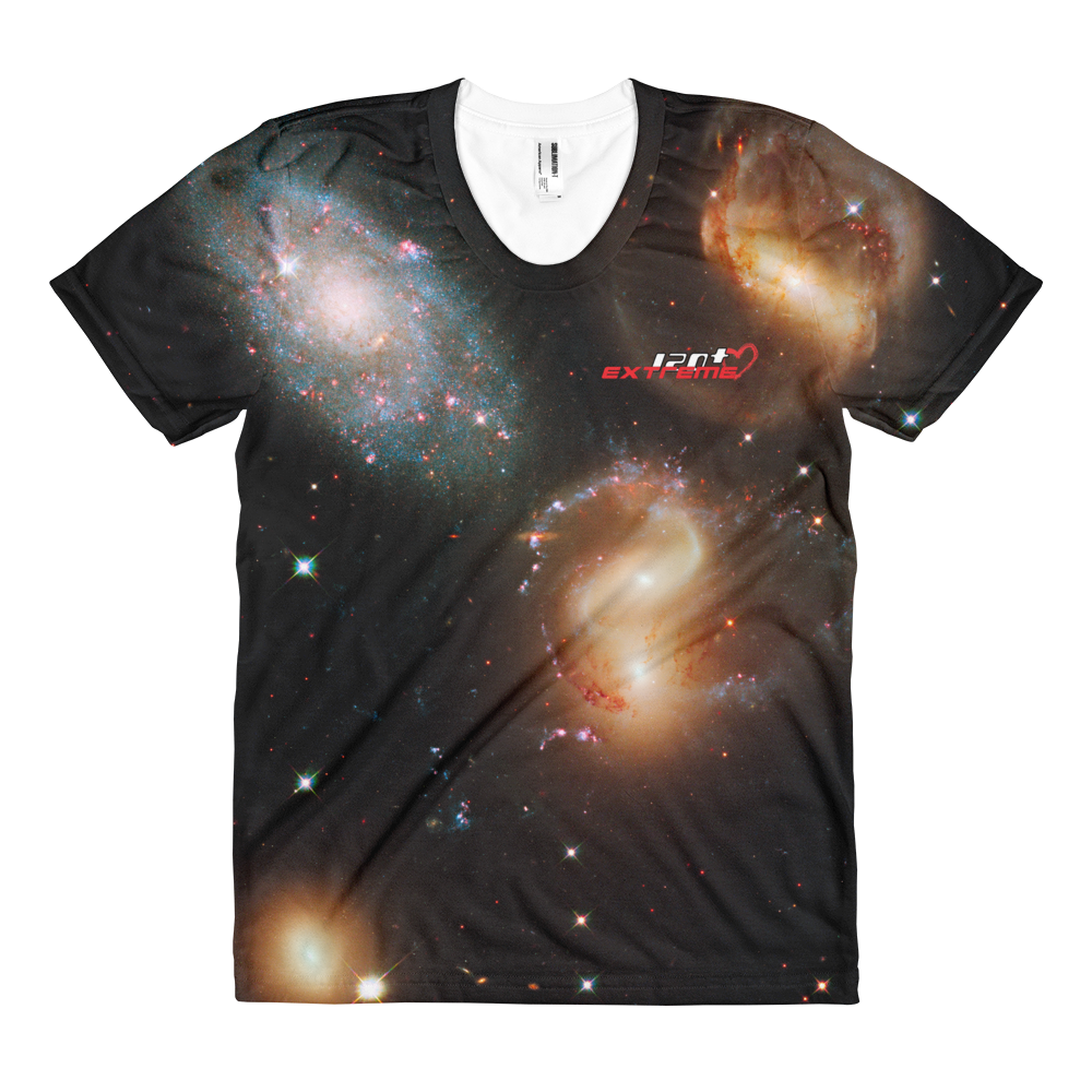 Skydiving T-shirts SPACE - Galactic wreckage in Stephan's Quintet - Women's sublimation t-shirt, T-shirt, Skydiving Apparel, Skydiving Apparel, Skydiving Apparel, Skydiving Gear, Olympics, T-Shirts, Skydive Chicago, Skydive City, Skydive Perris, Drop Zone Apparel, USPA, united states parachute association, Freefly, BASE, World Record,
