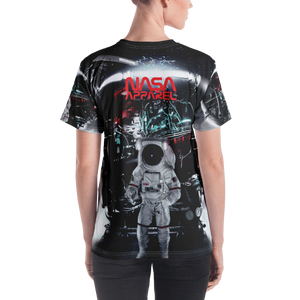 Skydiving T-shirts NASA - Astronaut in Darkness and Meteors - Women's sublimation t-shirt, T-shirt, Skydiving Apparel, Skydiving Apparel, Skydiving Apparel, Skydiving Gear, Olympics, T-Shirts, Skydive Chicago, Skydive City, Skydive Perris, Drop Zone Apparel, USPA, united states parachute association, Freefly, BASE, World Record,