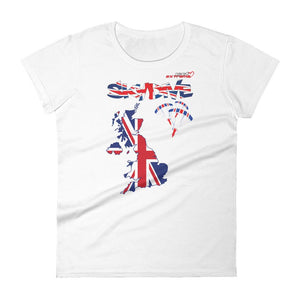 Skydiving T-shirts - Skydive All World - UK - The United Kingdom - Ladies’ Tee, Shirts, Skydiving Apparel, Skydiving Apparel, Skydiving Apparel, Skydiving Gear, Olympics, T-Shirts, Skydive Chicago, Skydive City, Skydive Perris, Drop Zone Apparel, USPA, united states parachute association, Freefly, BASE, World Record,