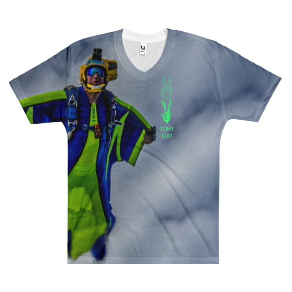Skydiving T-shirts - Tony Suits - Bite Me - Men's V-Neck Tee -, Men's All-Over, Skydiving Apparel, Skydiving Apparel, Skydiving Apparel, Skydiving Gear, Olympics, T-Shirts, Skydive Chicago, Skydive City, Skydive Perris, Drop Zone Apparel, USPA, united states parachute association, Freefly, BASE, World Record,