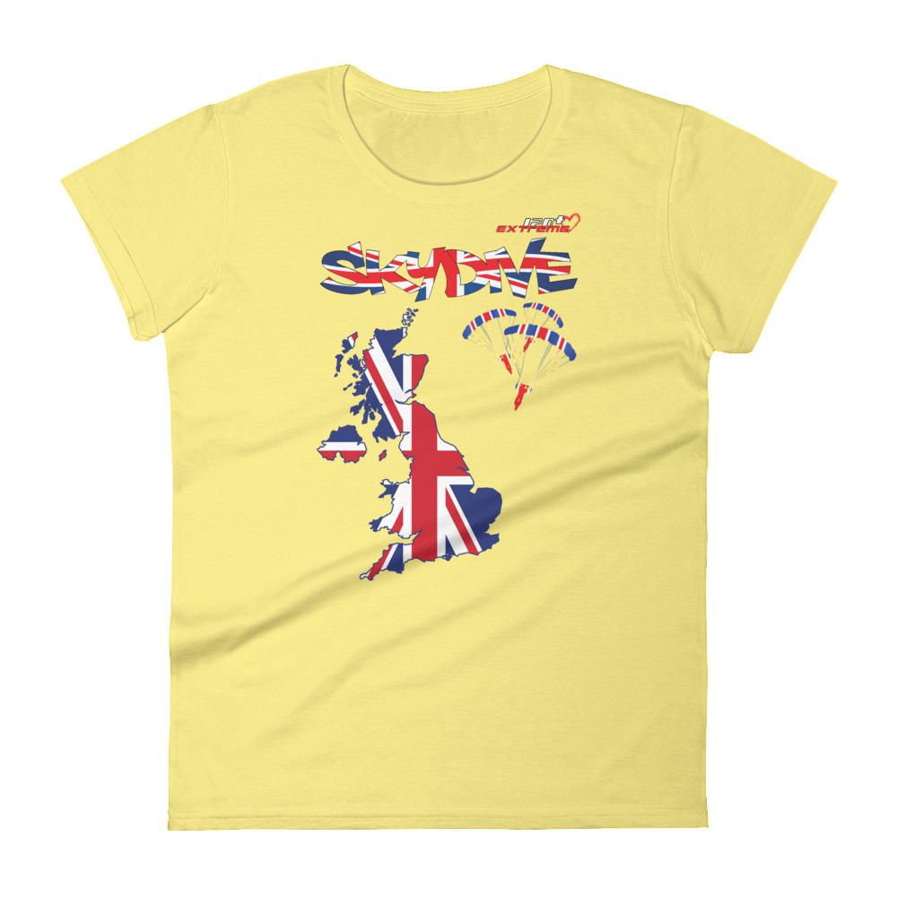 Skydiving T-shirts - Skydive All World - UK - The United Kingdom - Ladies’ Tee, Shirts, Skydiving Apparel, Skydiving Apparel, Skydiving Apparel, Skydiving Gear, Olympics, T-Shirts, Skydive Chicago, Skydive City, Skydive Perris, Drop Zone Apparel, USPA, united states parachute association, Freefly, BASE, World Record,