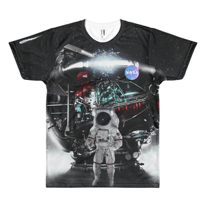 Skydiving T-shirts NASA - Astronaut in Darkness and Meteors - Short sleeve men’s t-shirt, T-shirt, Skydiving Apparel, Skydiving Apparel, Skydiving Apparel, Skydiving Gear, Olympics, T-Shirts, Skydive Chicago, Skydive City, Skydive Perris, Drop Zone Apparel, USPA, united states parachute association, Freefly, BASE, World Record,